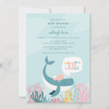 Invitation Baby shower de baleine mignonne