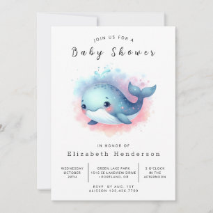 Invitation Baby shower de baleine sur mesure gracieux