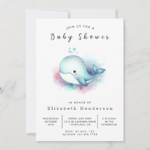 Invitation Baby shower de baleines à imprimer Ocean