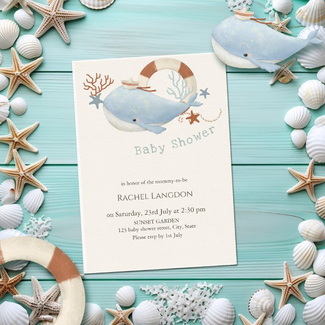 Invitation Baby shower de baleines adorable (Créateur téléchargé)