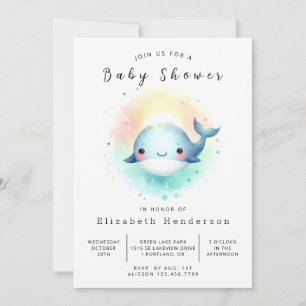 Invitation Baby shower de baleines en ligne enchanté