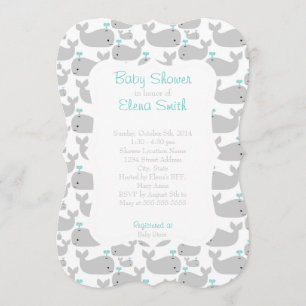 Invitation Baby shower de baleines grises