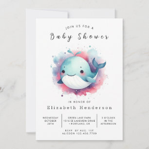 Invitation Baby shower de baleines imprimables enchanté