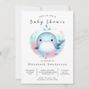 Invitation Baby shower de baleines imprimables unique