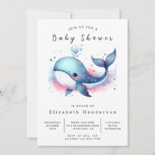 Invitation Baby shower de baleines imprimables unique
