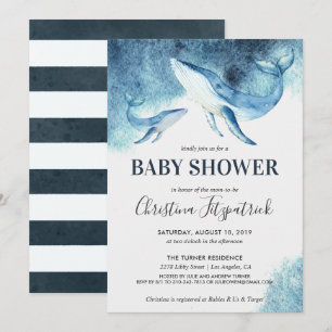 Invitation Baby shower de baleines océaniques
