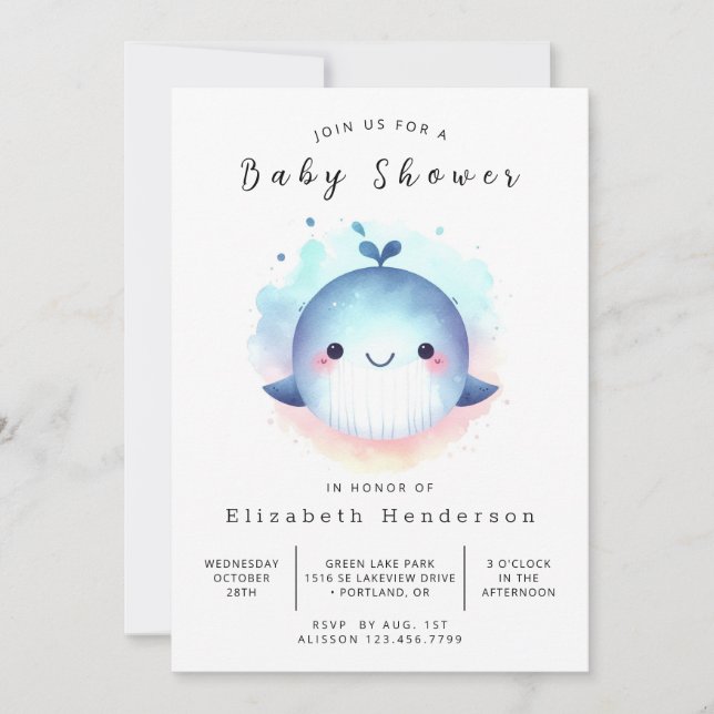 Invitation Baby shower de baleines Sea Online (Devant)