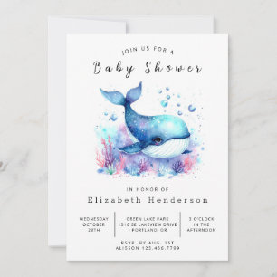 Invitation Baby shower de baleines sous-marin personnalisé