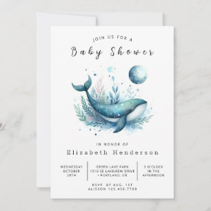 Invitation Baby shower de baleines sous-marin personnalisé