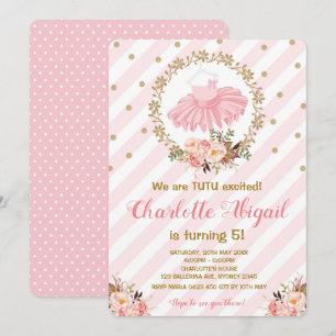 Invitation Baby shower de ballet rose Tutu Ballerina Invitati