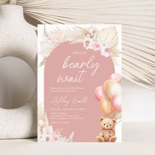 Invitation Baby shower de ballon à oreille rose Boho