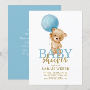 Invitation Baby shower de ballon de l'ours en peluche