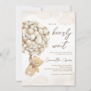 Invitation Baby shower de ballon d'ours Brown