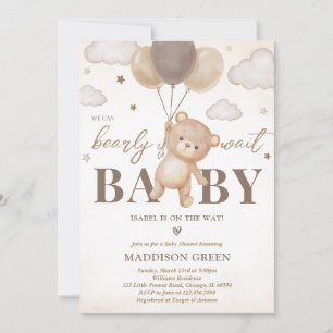 Invitation Baby shower de ballon d'ours Brown