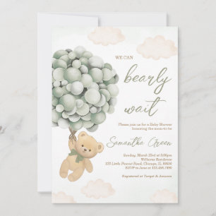 Invitation Baby shower de ballon d'ours vert
