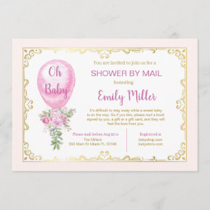 Invitation baby shower de ballon rose