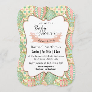 Invitation Baby shower de ballons à air chaud rose et bleu Aq