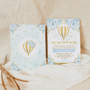Invitation Baby shower de ballons à air chaud vers le haut et