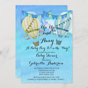 Invitation Baby shower de ballons à air chaud Watercolor