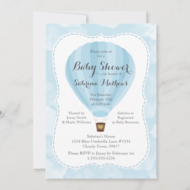 Invitation Baby shower de ballons Blue Hot Air (Devant)