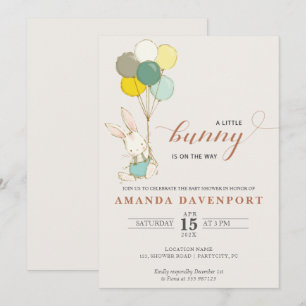 Invitation baby shower de ballons de lapin