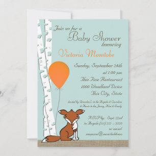 Invitation Baby shower de ballons renards et de bois de boule