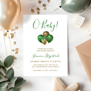 Invitation Baby shower de ballons verts de la Saint-Patrick