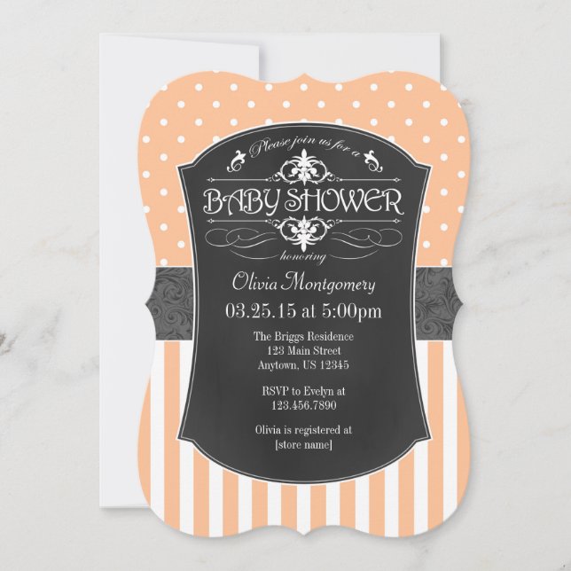 Invitation Baby shower de bandes de tableau noir g (Devant)