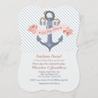Invitation Baby shower de bannière Ancre rose