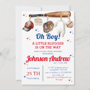 Invitation Baby shower de base-ball sport personnel