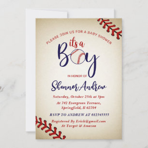 Invitation Baby shower de base-ball Vintage individuel