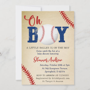 Invitation Baby shower de base-ball Vintage personnel