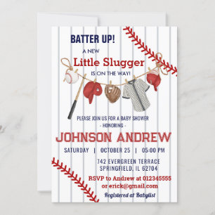 Invitation Baby shower de baseball Batup personnalisé