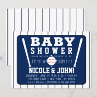 Baby shower de baseball Blue & White Pinstripes