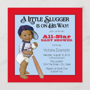 Invitation Baby shower de baseball ethnique garçons