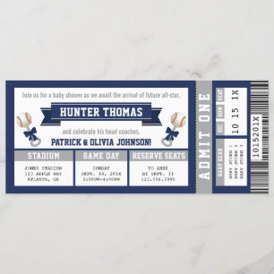 Invitation Baby shower de baseball Invitation, Bleu, Gris