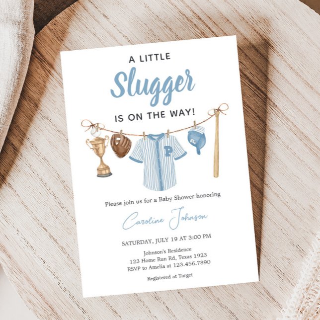 Invitation Baby shower de baseball Little Slugger (Baseball Little Slugger Baby Shower Invitation)