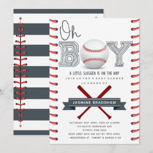 Invitation Baby shower de baseball Oh Boy