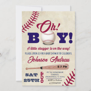 Invitation Baby shower de baseball Vintage personnel Toutes l