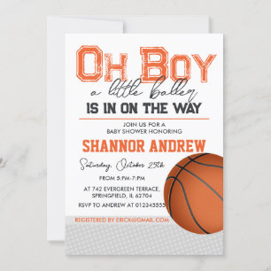 Invitation Baby shower de basket-ball modifiable