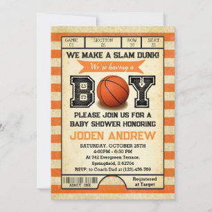 Invitation Baby shower de basket-ball sport personnel
