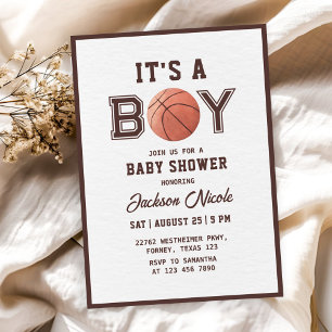 Invitation Baby shower de basket-ball Watercolor Boy