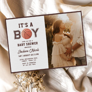 Invitation Baby shower de basket-ball Watercolor Boy Photo