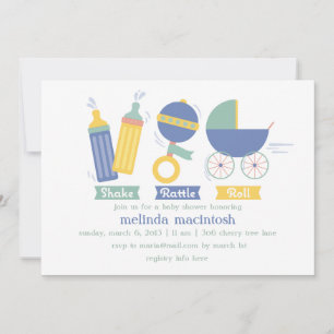 Invitation Baby shower de bataille et de roulement bleu Invit