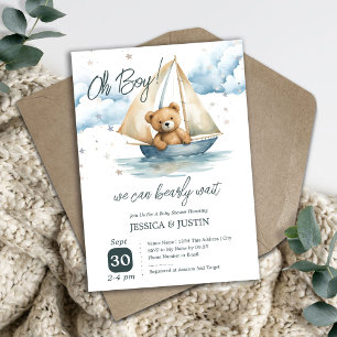 Invitation Baby shower de bateau de l'ours en pelu