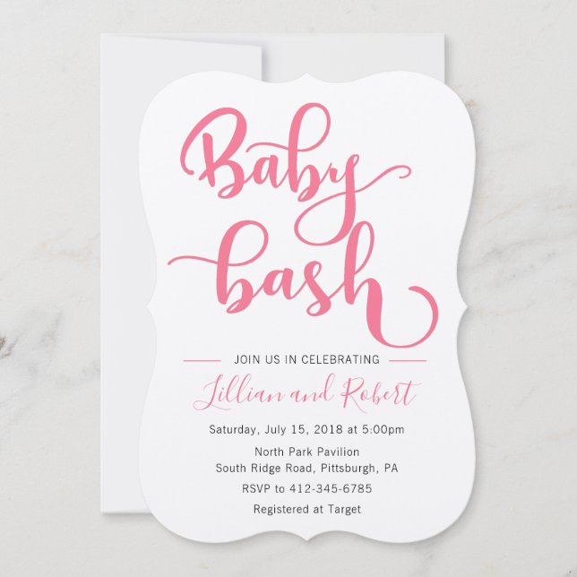 Invitation Baby shower de bébé avec couples Bash pour fille (Devant)