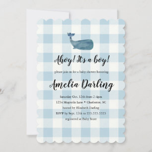 Invitation Baby shower de bébé baleine Bébé Bébé Barrière de