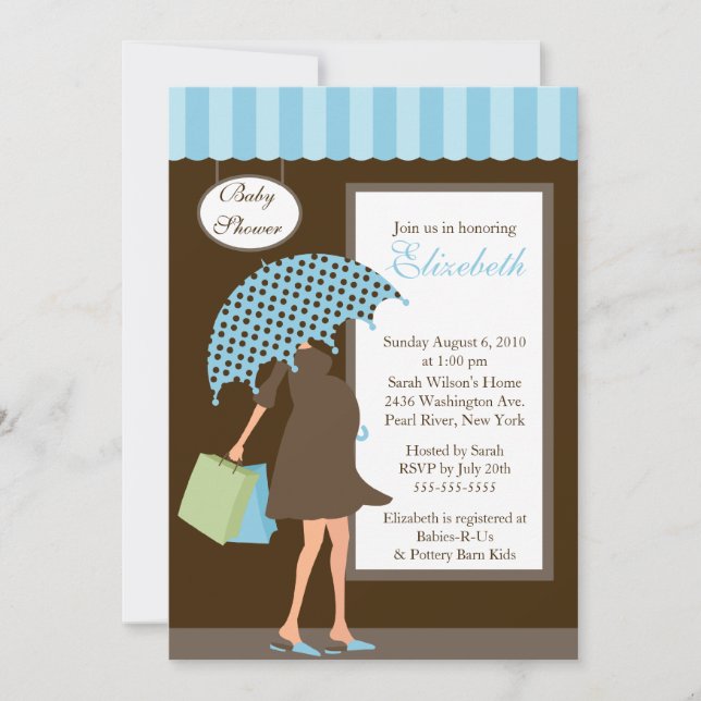 Invitation Baby shower de bébé de Blue Mod Mom Baby Shoppe (Devant)