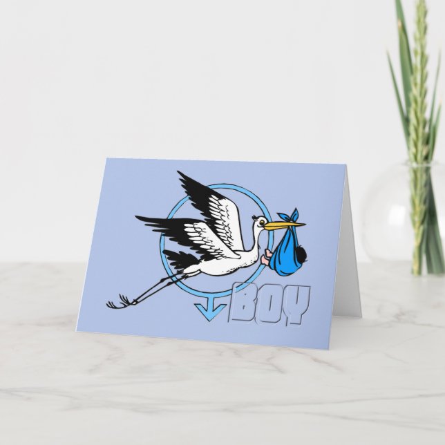 Invitation baby shower de bébé en cigogne (Devant)