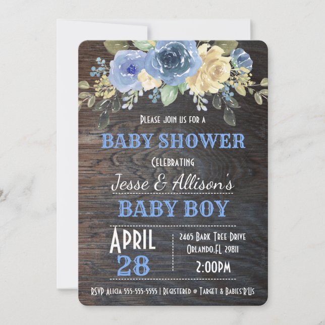 Invitation Baby shower de bébé floral russe (Devant)
